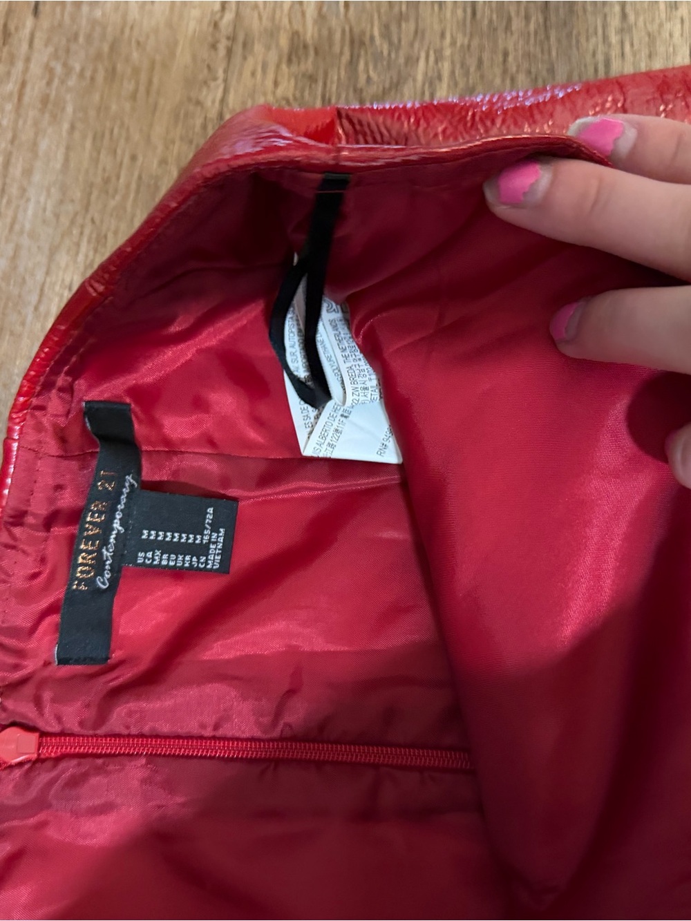 Forever 21 Shiny Red Faux Leather Mini Skirt - Picture 3 of 4